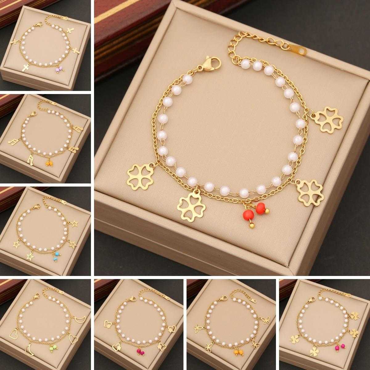 

Accessories Pearl Heart Bracelet Fashion Flower Stainless Steel Elegant Trendy