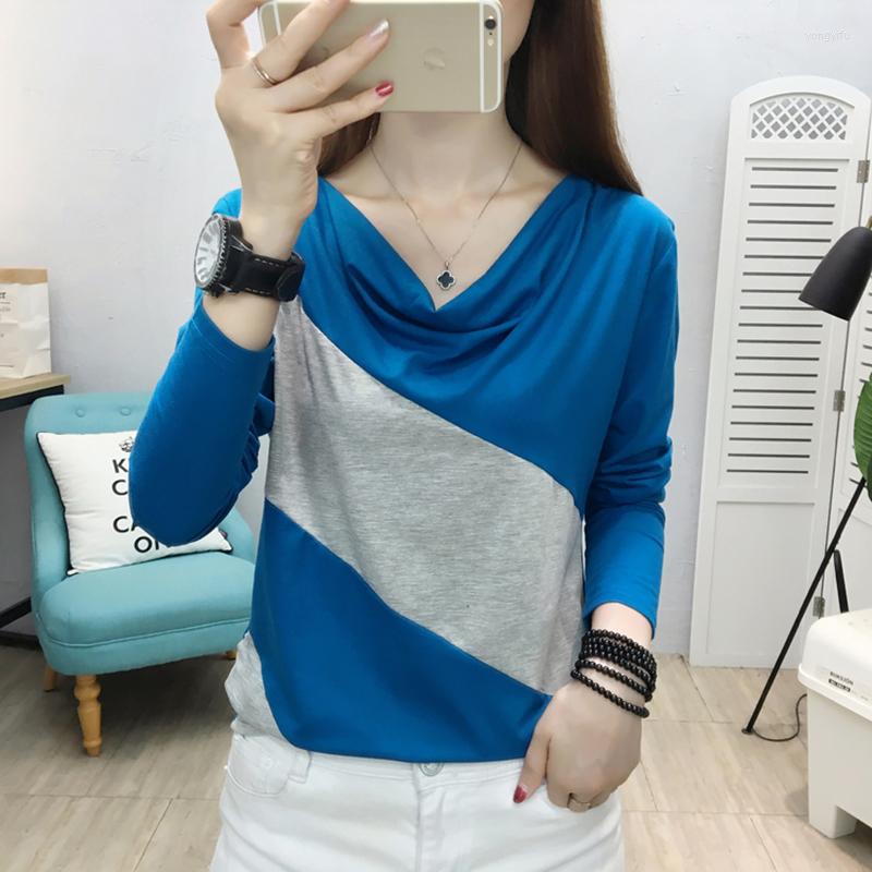 

Women's T Shirts Striped Shirt Women Long Sleeve Tops Cotton Tee Femme Casual Loose T-Shirts Autumn Korean Style Clothes Camisetas Mujer, Black