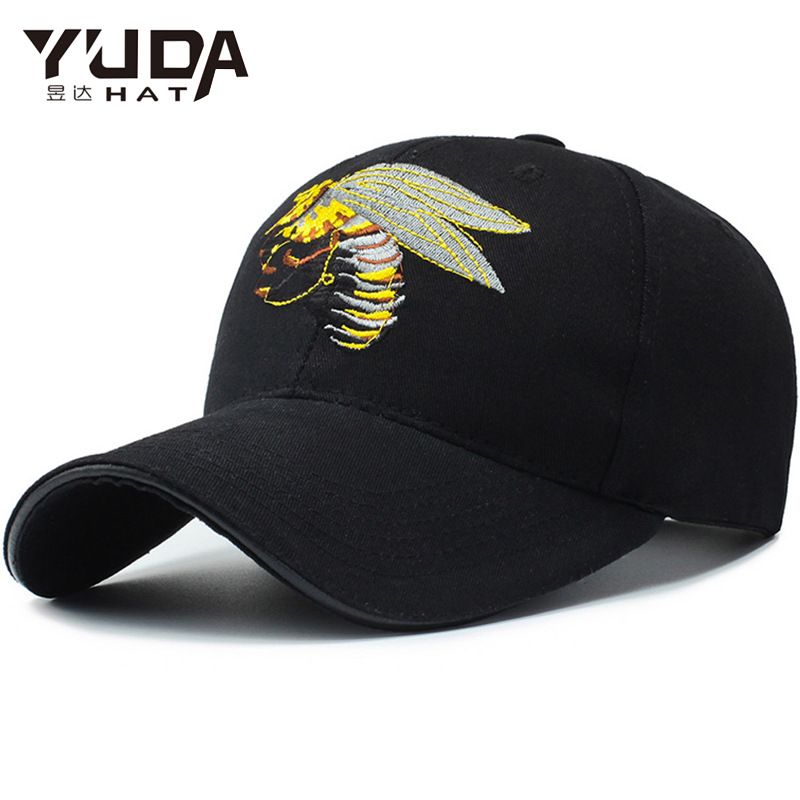 

23 new spring and summer hat men's Korean version trend baseball cap black embroidered little bee women casual versatile cap, No box