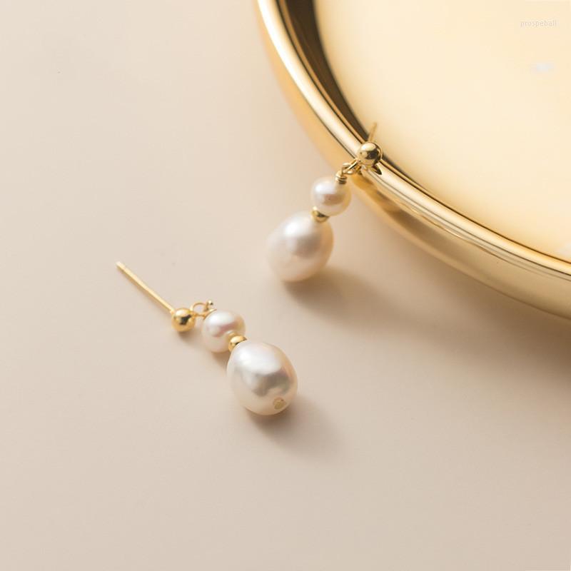 

Dangle Earrings Minar Korean Fashion Irregular Freshwater Pearl Drop For Women Gold Color Beads Long Bridal Jewelry