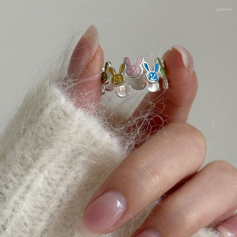 

Cluster Rings 925 Sterling Silver Women Sweet Ring Finger Colored Delicacy Open For Woman Little Girl Jewelry Cricle