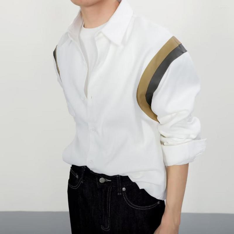 

Men's Casual Shirts Men Top Stylish Contrast Color Spring Shirt Japanese Summer Garment, Black