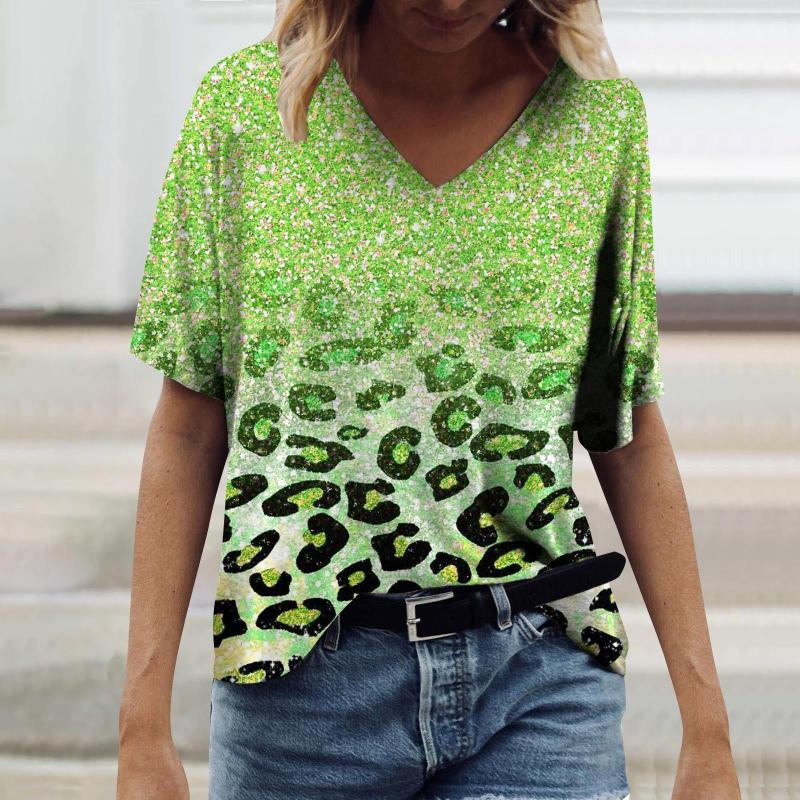 

Women' Blouses Summer Blouse Women' Printed Gradient Pattern Shirt V-neck Extra Large Short Sleeve Round Neck Top Harajuku, Yellow