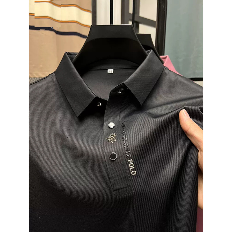 

Men's Polos HighEnd Summer Business Solid Color Brand Short Sleeve Polo Shirt Lapel Collar Men Fashion Casual No Trace Printing M4XL 230508, White