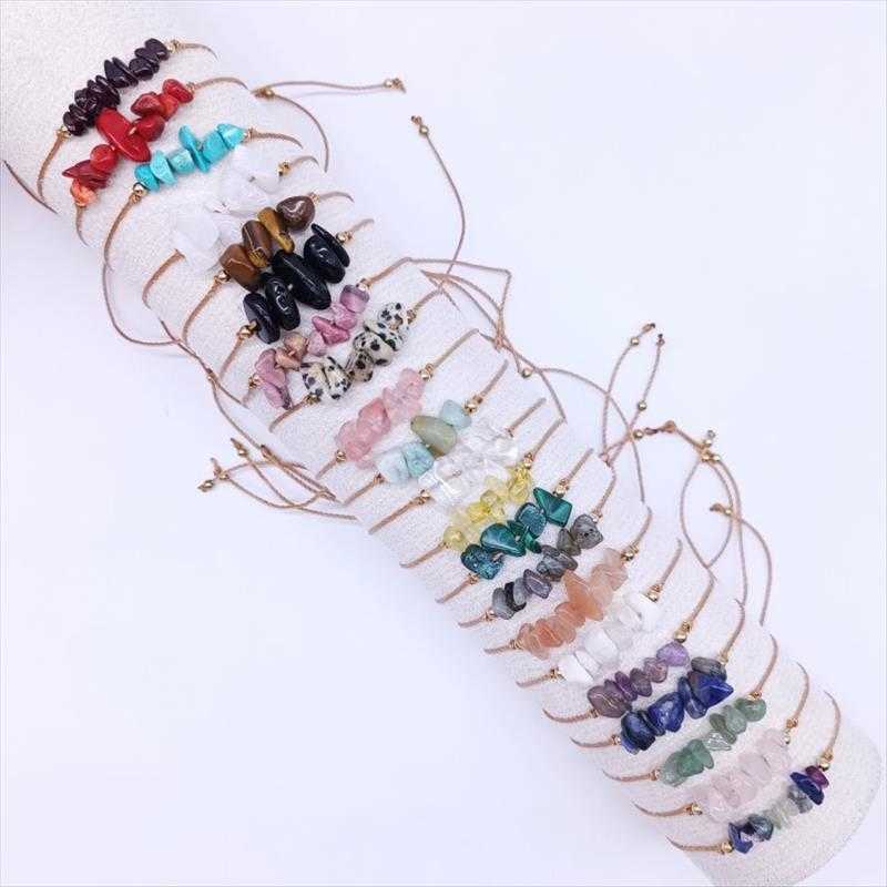 

Gravel Crystal Bracelet Irregular Rough Stone Wax Line Woven