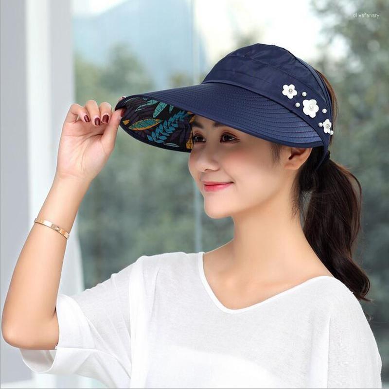 

Wide Brim Hats Women Summer Sun Pearl Packable Visor Hat With Big Heads Beach UV Protection Female CapWide Oliv22, 13