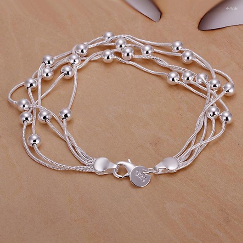 

Link Bracelets Sell Fashion Product Silver Color Jewelry Chain Beads For Cute Lady Women Gifts H234