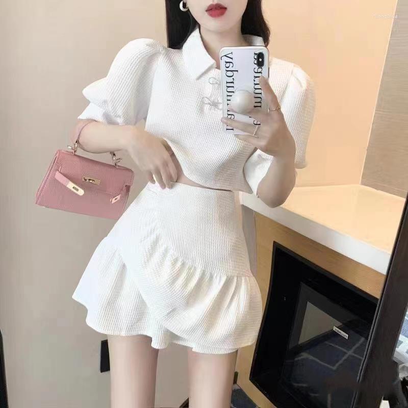 

Work Dresses 2023 Spring Summer Women's Short Sleeve Pullover Top Suit High Waist Irregular Mini Skirt Female Casual Two Piece Set, Black 2-piece set