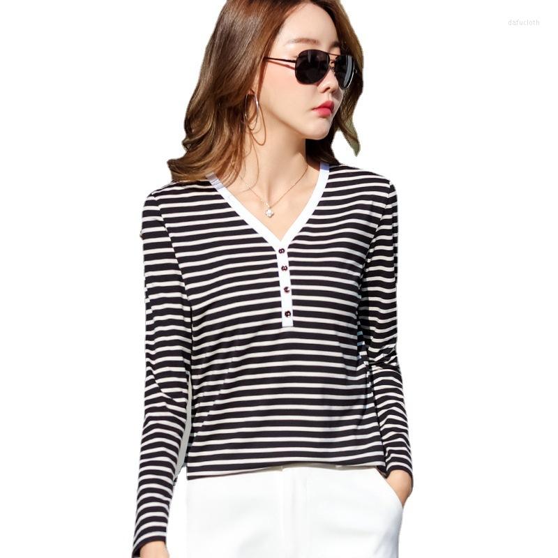 

Women's T Shirts 2023 Women Tshirt Striped Tees Clothes Long Sleeve Summer Tops For, Green stripe