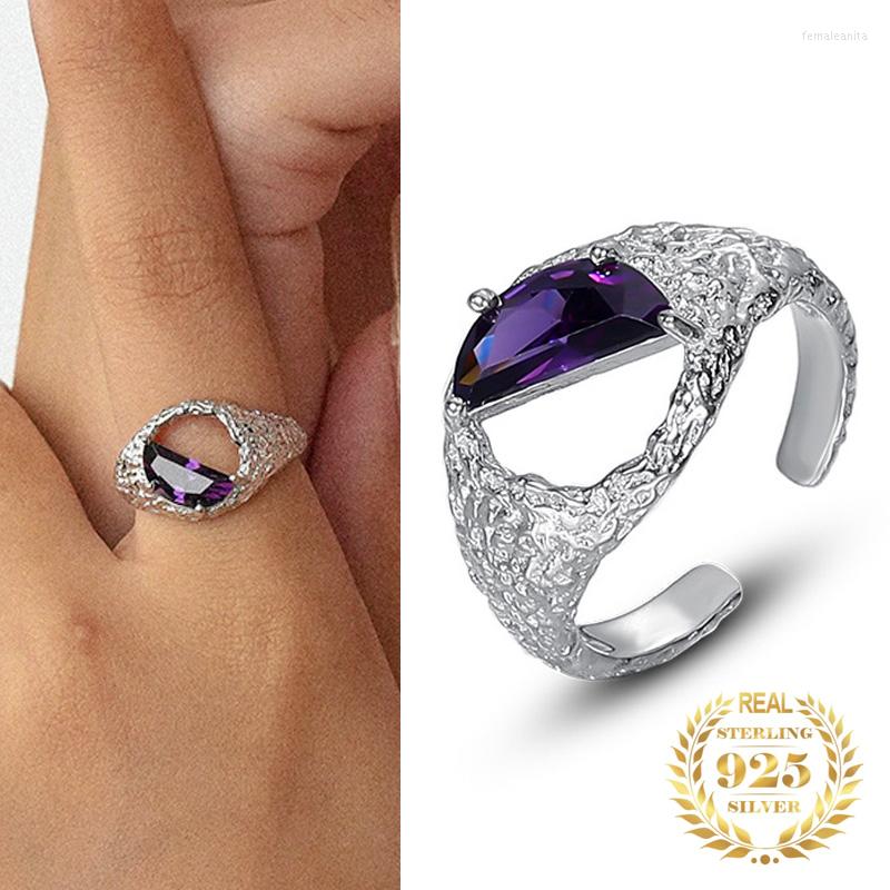 

Cluster Rings Trendy Lava Texture Women 925 Sterling Silver Jewelry Hole Design Adjustable Gold Plated Luxury For 2023