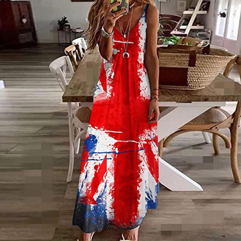 

Casual Dresses Summer Dress Women 2023 Sexy Sleeveless Sling Straight Independence Day Print Womens, Beige