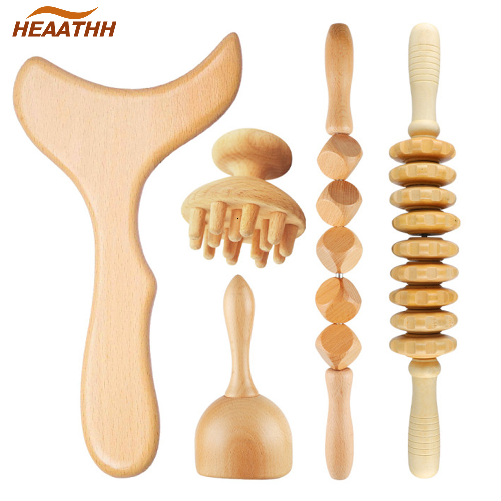 

Massaging Neck Pillowws Handheld Body Wooden Massage Roller Anti Cellulite r Wood Therapy Tools for Lymphatic Drainage Muscle Relaxation 230508