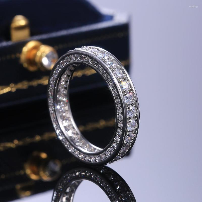 

Cluster Rings 925 Silver Simple Women Wedding Party Finger Dazzling Cubic Zircon Anniversary Gift Proposal Ring Timeless Classic Jewelry