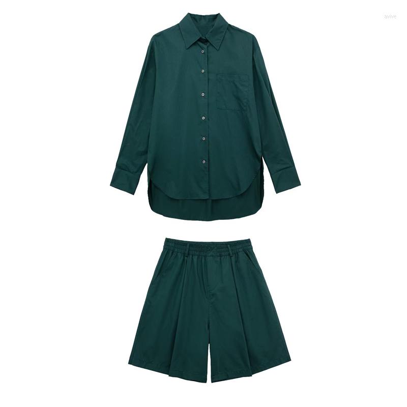 

Women's Tracksuits Summer Women's Lapel Long-sleeved Loose Asymmetrical Single-breasted Shirt High Waist Thin Casual Shorts Suit, Pants