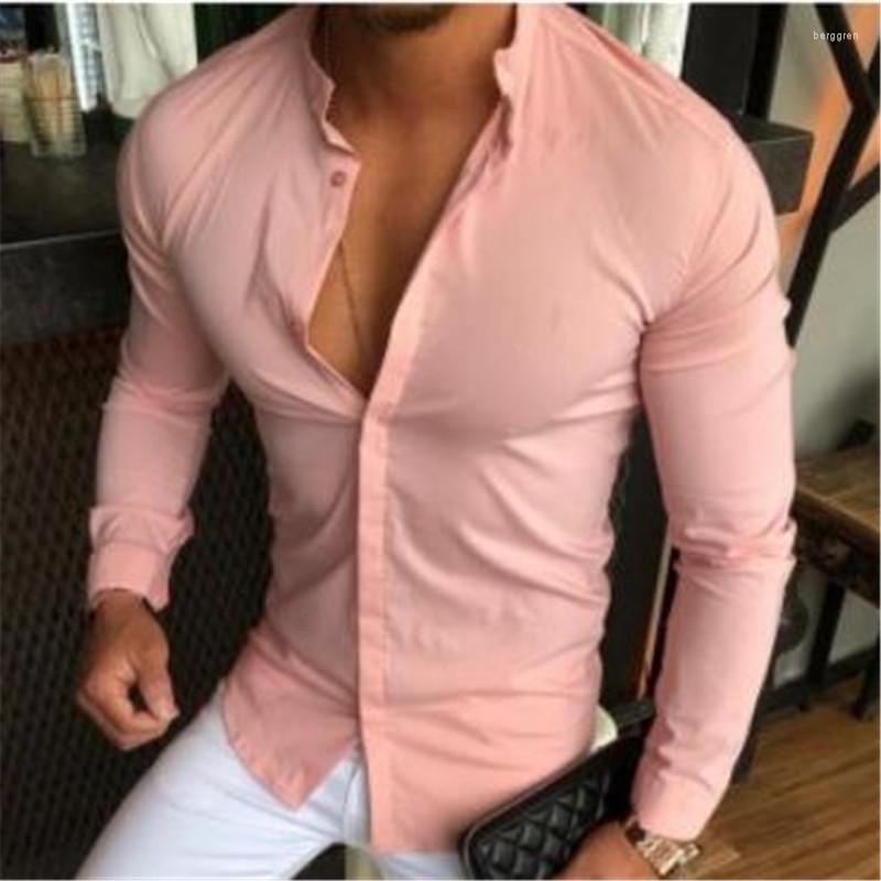 

Men's Casual Shirts Fashion Linen Cotton Button Long Sleeve Slim Fitness Shirt Fit Male Pure Color Blouse TopsMen's, As photo show
