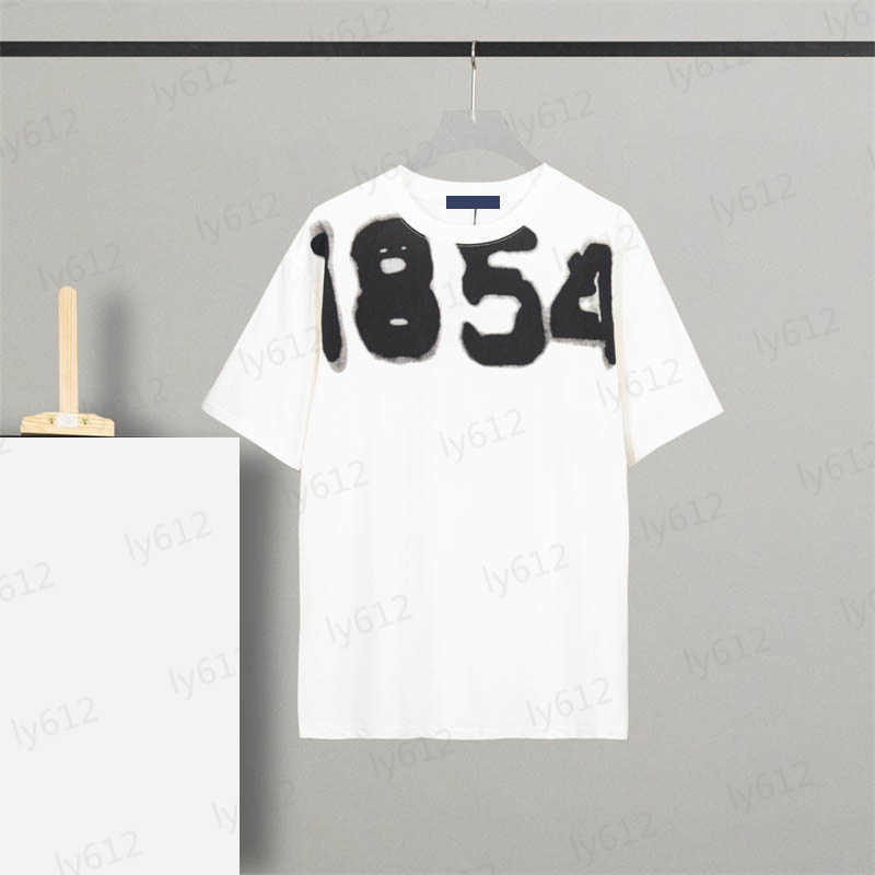 

Spring Summer Designer Mens Tops Classic Loose Luxury Brand Numeric Letter Printing Round Neck Short Sleeve Cotton T-shirt Male Clothing 2 Colors 0206, 21