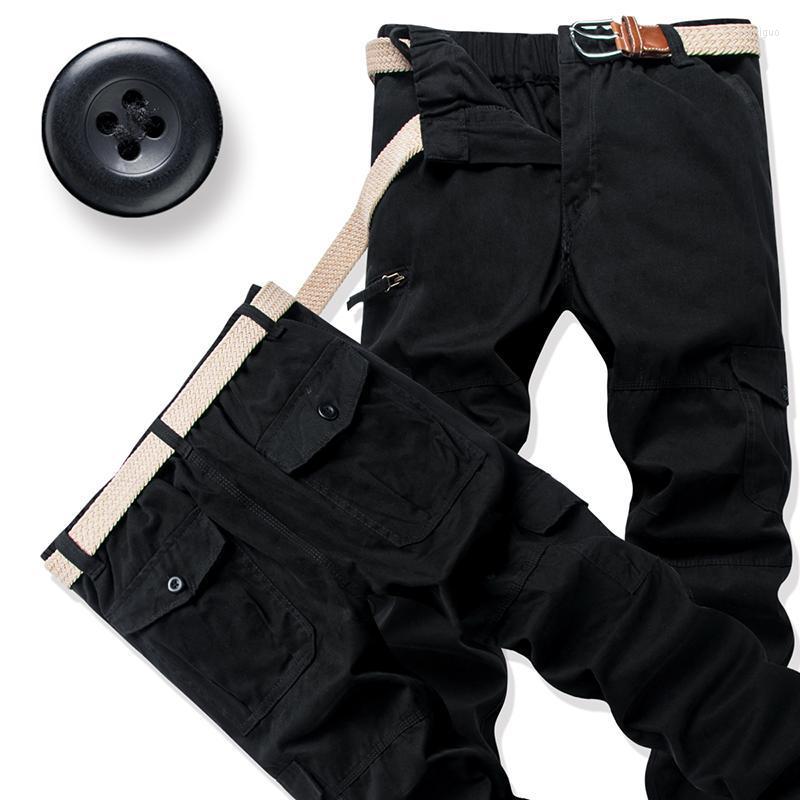 

Men's Pants Men's Overalls High Quality Cotton Comfortable Casual Multi-pocket Camouflage Army Handsome Work, J18 black