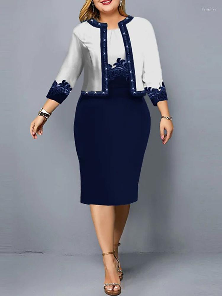 

Ethnic Clothing Print Fashion Office Lady African Outfits 2023 Dress Set Clothes Women 3/4 Sleeve Jacket Tops And Suit Autumn