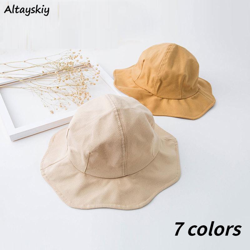 

Wide Brim Hats Bucket Women Solid Cute Chic Simple Basic Leisure Sweet Fashion Adjustable Ulzzang Sun Protection Travel Spring And Summer, Beige