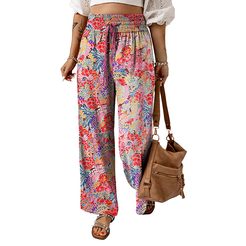 

Women' Pants & Capris Summer thin casual national style high waist slim thin wide leg pant, 01