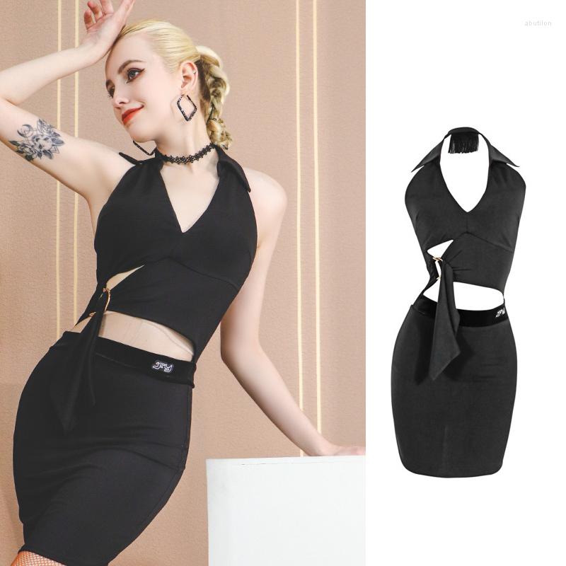 

Stage Wear Sexy Halter Neck Latin Dance Dress For Women Chacha Rumba Tango Female Adult Performance DN12822, Picture shown