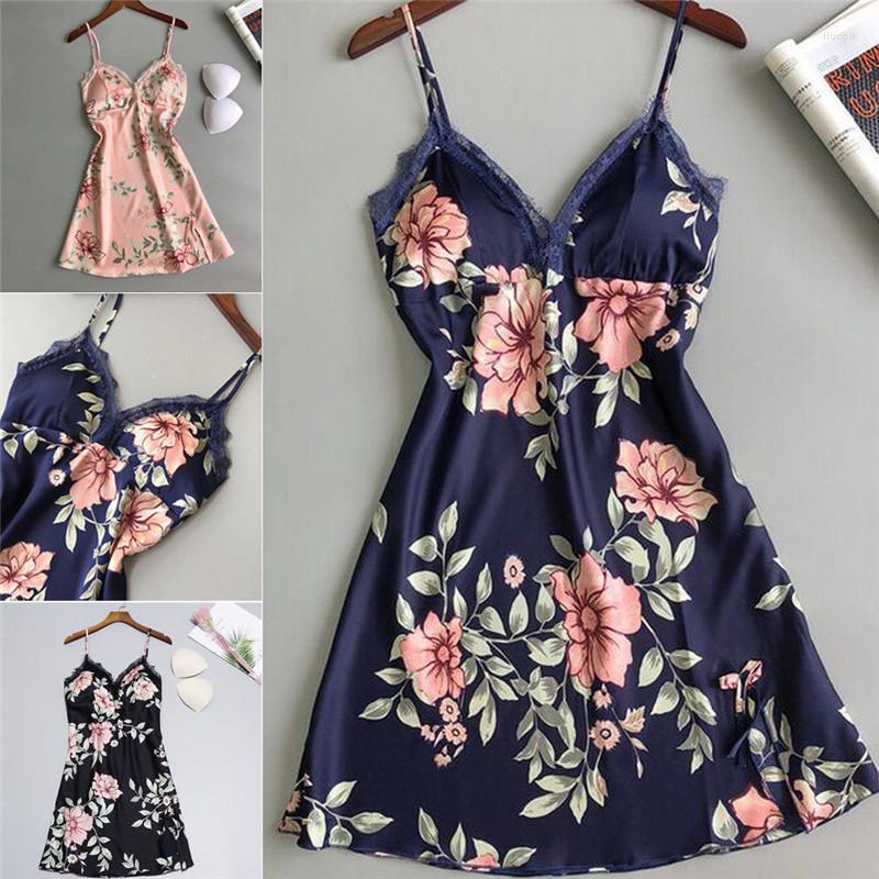 

Casual Dresses Fashion Loose Print Women Lace Dress Sexy Babydoll Sleepwear Underwear Nightwear Summer Pullover Clothes, Blue