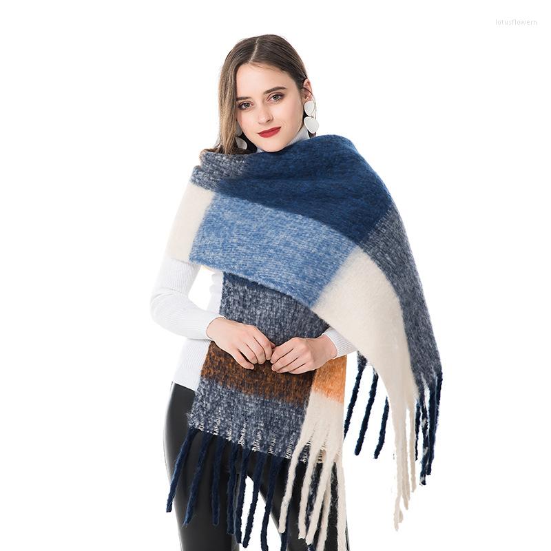 

Scarves European And American Cashmere Double-sided Plaid Thermal Scarf. Autumn Winter Long Tassel Heavy Shawl. Lovers' Necks