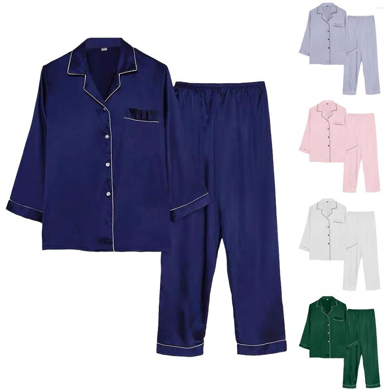 

Women's Sleepwear Womens Silk Satin Pajamas Pyjamas Set Pijama Suit Female Sleep Two Piece Women's Loungewear Plus Size, Pink