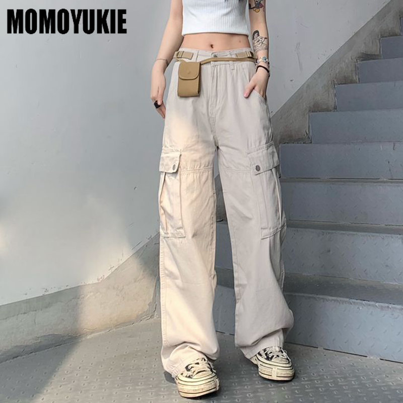 

Women s Pants s Y2K Celana Kargo Saku Longgar Retro Streetwear Lurus Wanita Panjang Pinggang Tinggi Estetika Harajuku Jins Kaki Lebar 230509, Beige