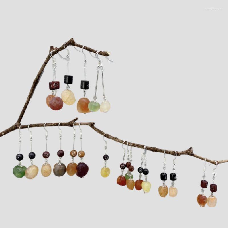 

Dangle Earrings Vintage Sweet Natural Agate Stone For Women Girls Simple Delicate Colorful Geometric Gift