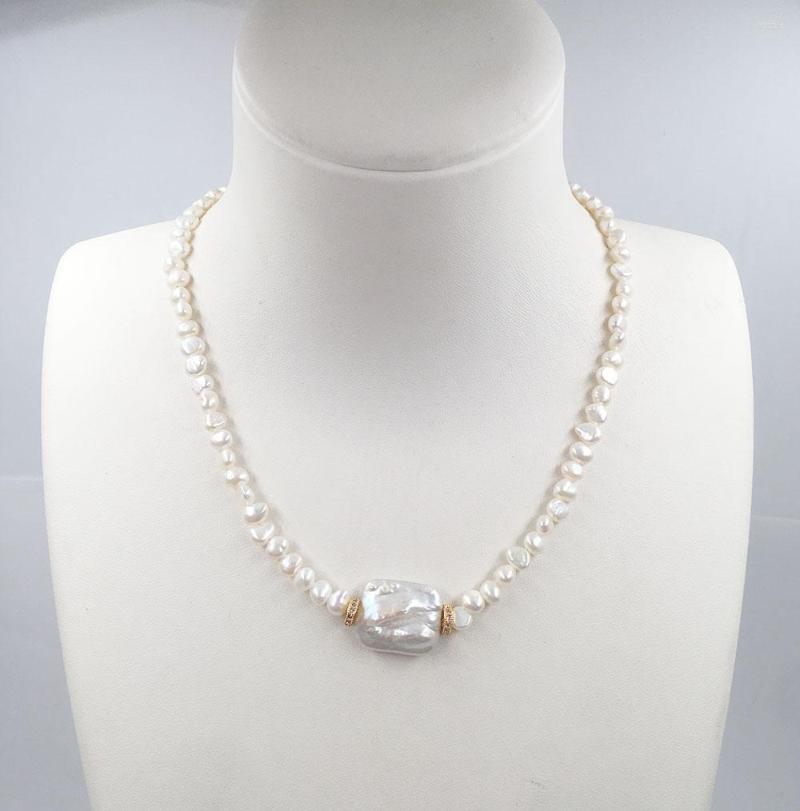 

Chains Chocker Neckace Nature Freshwater Baroque Pearl 15-20 Inches