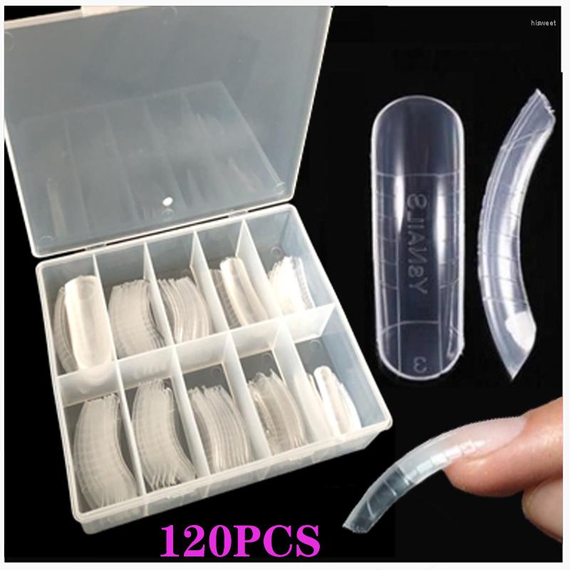 

False Nails Winding Nail 120 Pcs/Box Transparent Quick Building Mold Fake Forms Finger Extension Art Display Design Tools, Hjc40 transparent