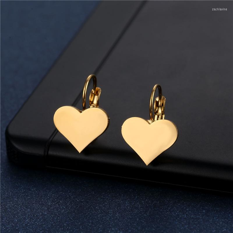 

Dangle Earrings Stainless Steel Heart Woman In Plated Gold Hoops Hearts Ear Rings Huggie Couple Jewelry Love