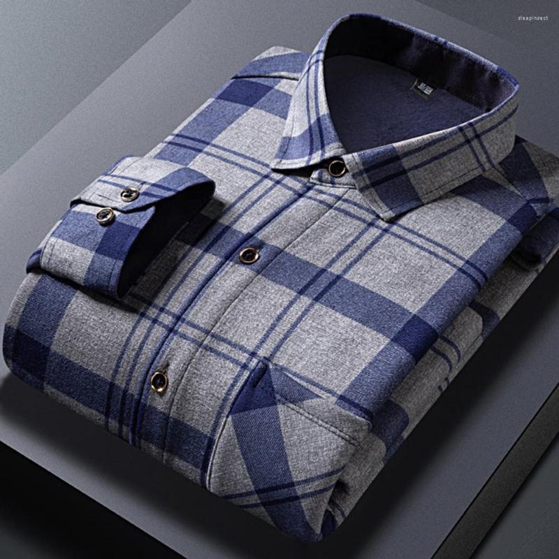 

Men's Casual Shirts Chic Men Winter Shirt Long Sleeves Lapel Father Top, Blue