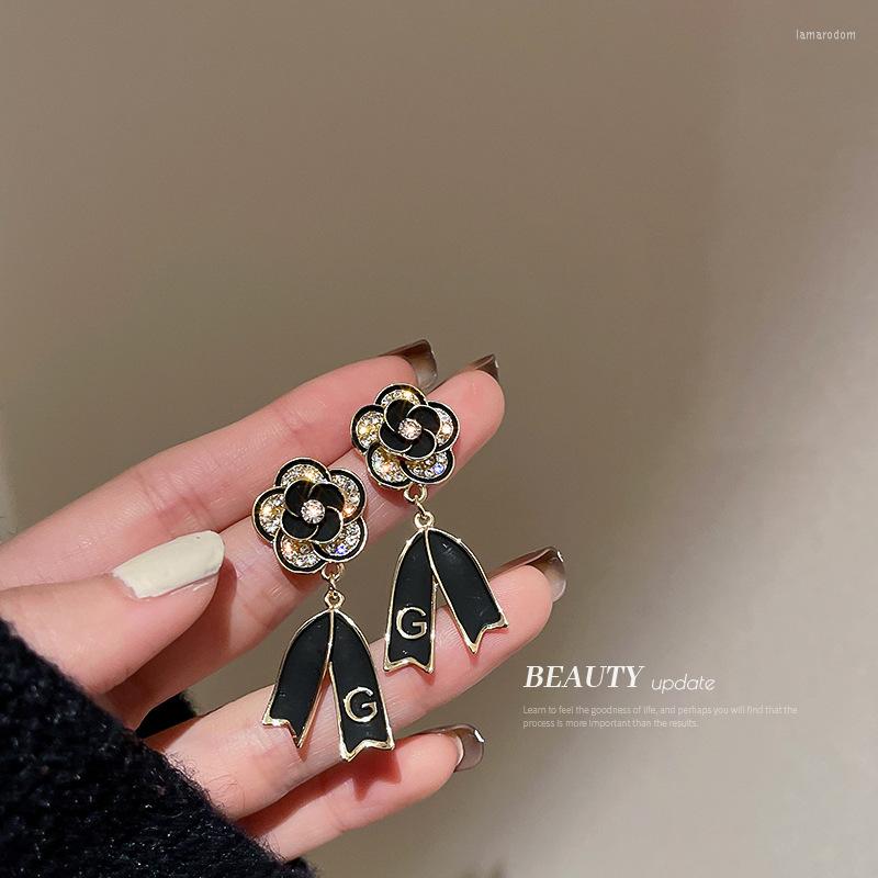 

Dangle Earrings 42mm Camellia Flower Crystal Women Drop Fashion Jewelry Party
