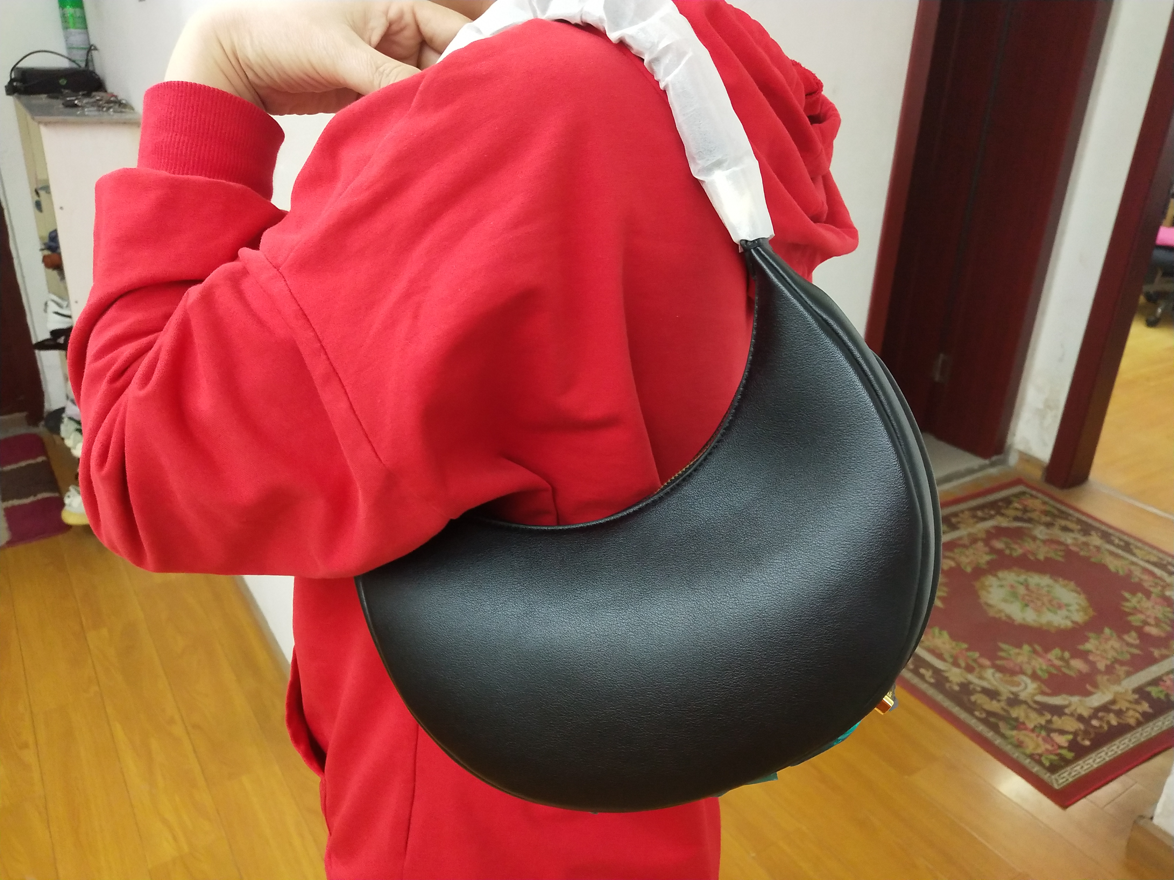 

Fashion Big Size Evening Bags Designer Retro Crescent Inner Bag Bottom Metal Multicolor Women's Half Moon Bag Luxury Clutch Multi Pochette, Black