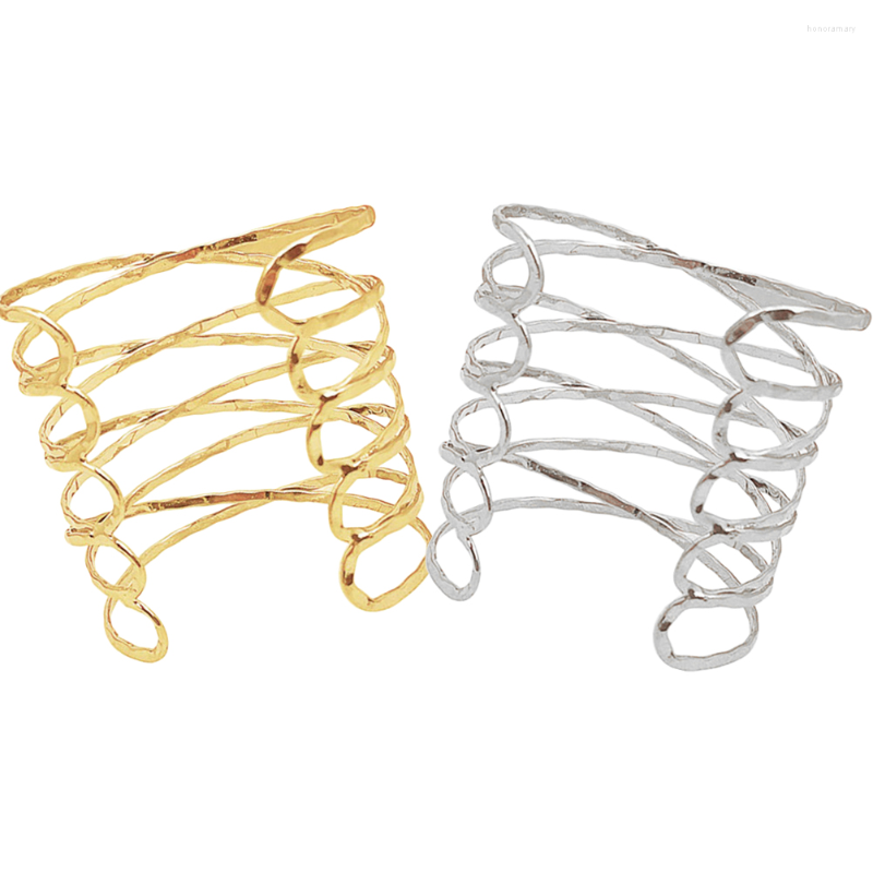 

Charm Bracelets 2 Pcs Adjustable Bracelet Arm Cuff Band Bangle Hollow Open