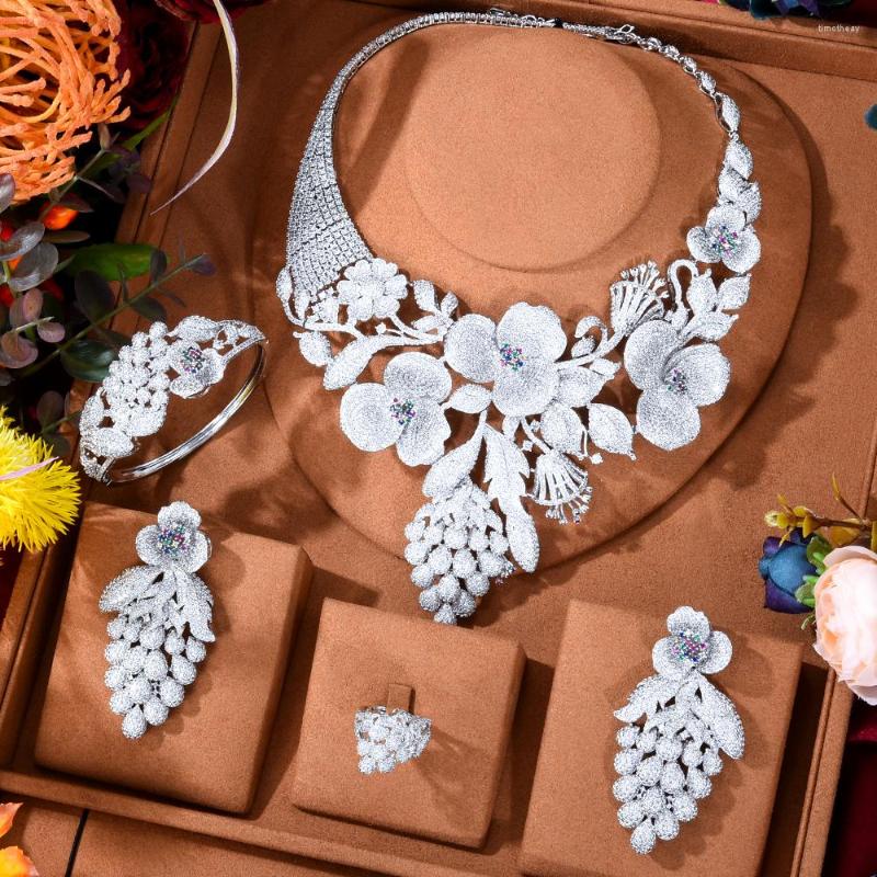 

Necklace Earrings Set GODKI Original Big Luxury Flower Boom Women Engagement Bridal Wedding Earring Dubai Jewelry Jewellery Addiction, Picture shown