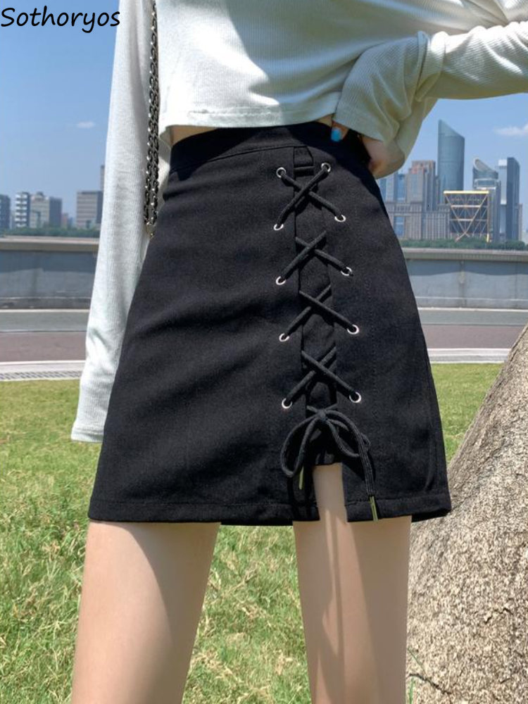 

Skirts Rok wanita Balut musim panas pinggang tinggi mode baru gaya Korea desain A line siswa Semua cocok rekreasi harian ramping Ins sederhana 230509, Black