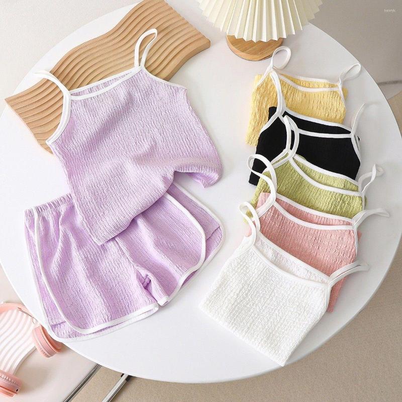 

Clothing Sets Girls Camisole Set 2023 Summer Thin Fashion Slip Shorts Clothes Suit Casual Solid Color Kids Children's, Randomboy