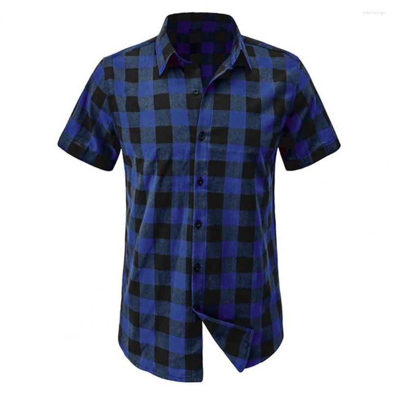 

Men' Casual Shirts Chic Men Summer Shirt Lapel Match Pants Soft Contrast Color Top, Blue