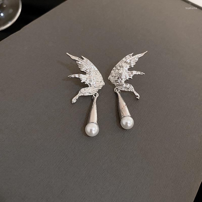 

Dangle Earrings Silver Color Metal Butterfly Pearl Drop Vintage Jewelry Fashion Bijoux Pendientes Brincos