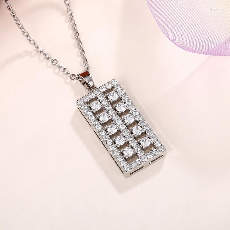 

Pendant Necklaces Modern Fashion Bride Wedding Necklace Geometric Rectangle Shaped CZ Stone Trendy Jewelry For Women