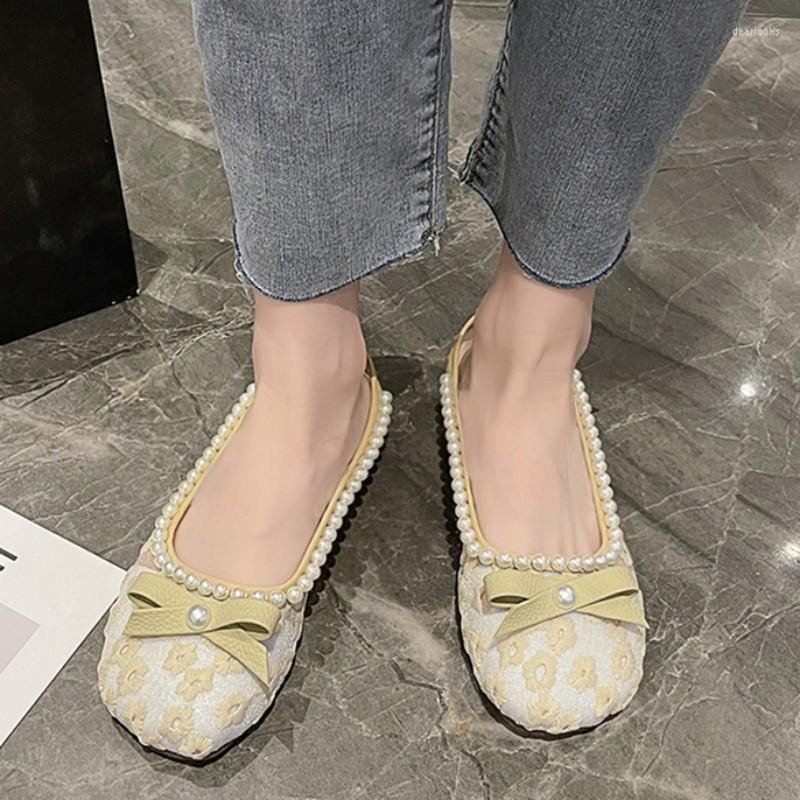 

Sandals Fashion Pearl Women Flats Platform Bow Mary Jane Shoes 2023 Trend Casual Dress Slides Ladies Zapatillas Summer, Black