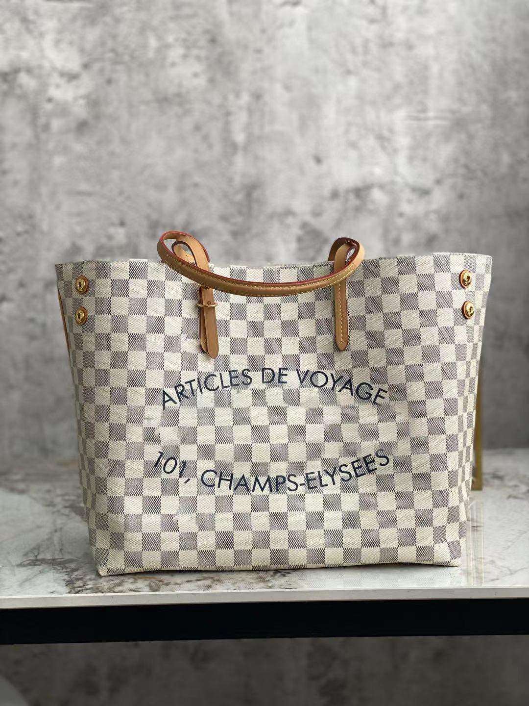 

10A Top Tier Mirror Quality Large Shopping Bag 40cm Luxury Designers Canvas Tote Womens Real Leather Cowhide Handle Purse Classic Handbag Shoulder Chain Strap Bag