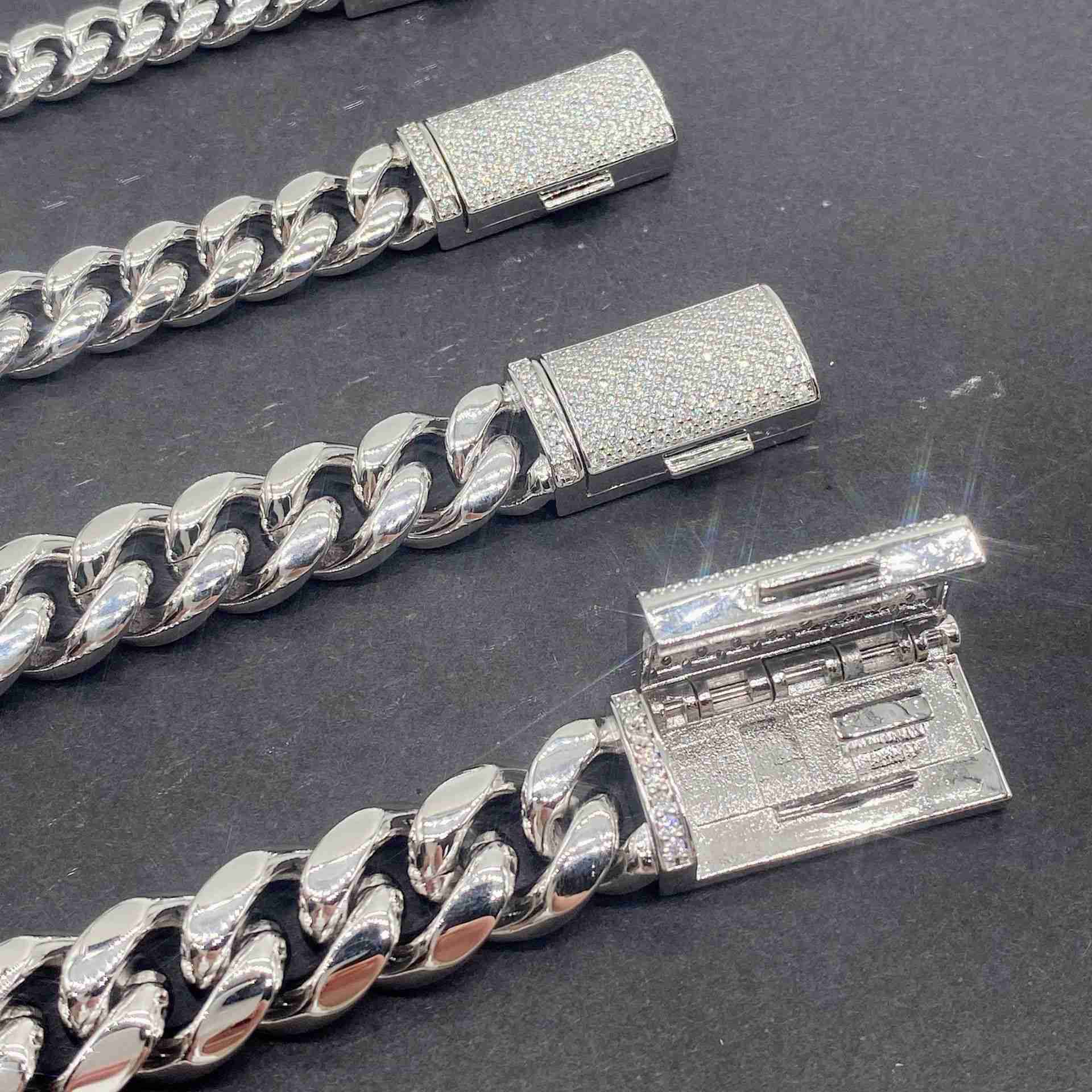 

Wholesale Luxury Iced Out Cuban Link Chain 8-10 Mm Moissanite 925 Silver Necklace for Men Hip Hop Gift 16k Gold Platinum Plated
