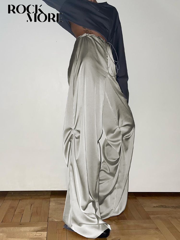 

Women' Pants Capris Rockmore Harajuku Satin Loose Pants for Women Spring Summer Y2K Casual High Waist Straight Wide Leg Trouser Fashion Baggy Korean 230508, Gray