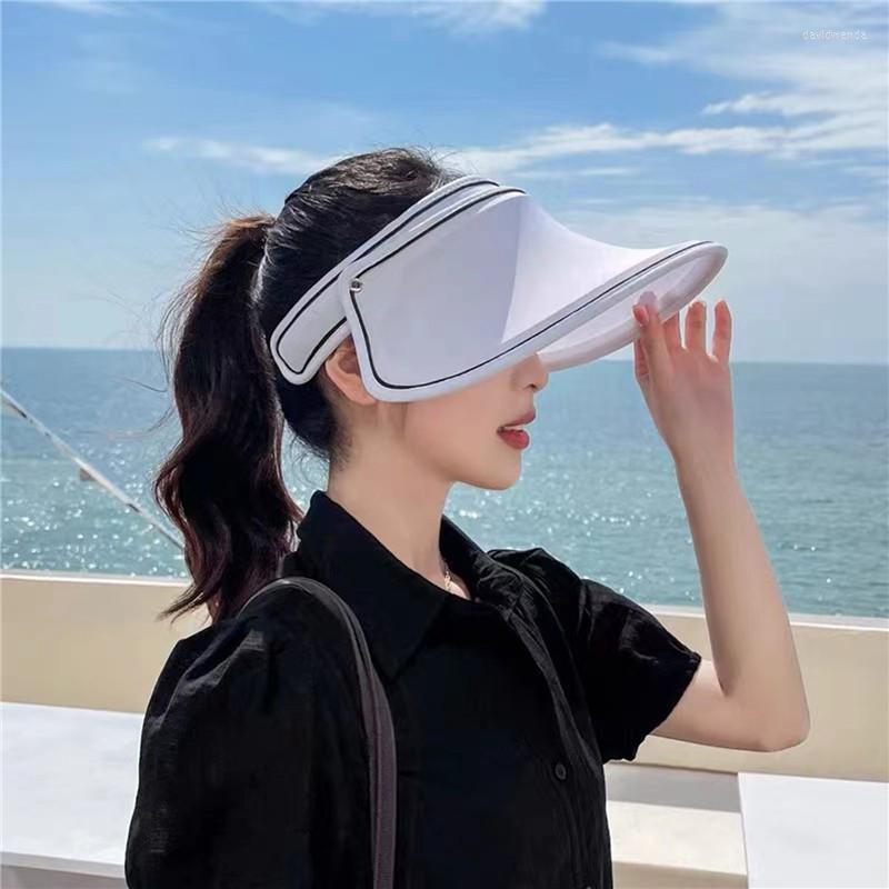 

Wide Brim Hats Summer Empty Top Suncap Portable Beach Hat Women Sun Fashion Casual Cap VisorsWide Davi22, Orange