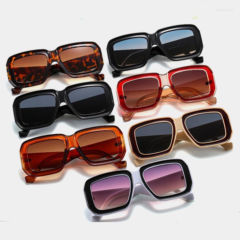 

Sunglasses Personality Rock Rectangle Outdoor Anti-Uv Designer Eyewear Uv400 Contrast Color Beach Shades