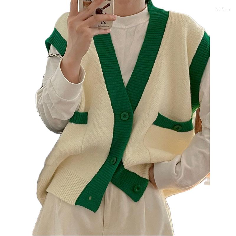 

Women's Knits Black Green Pink Vest Knitted Spring Autumn Winter Vintage Cardigan Fashion Woman Elegant Women'S Sweaters 2023 Female